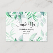 水モダン色の緑ありがとうブライダルカード 名刺 (正面)