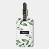 水モダン色の緑と金ゴールド |モノグラム ラゲッジタグ (正面縦)