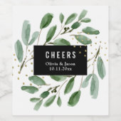 水モダン色の緑と金ゴールド |応援 ワインラベル (シングルラベル)