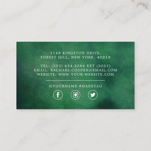 水モダン色の緑と金箔 名刺 (裏面)