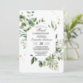 水モダン色の緑のユーカリ緑のフレーム 招待状 (スタンド正面)