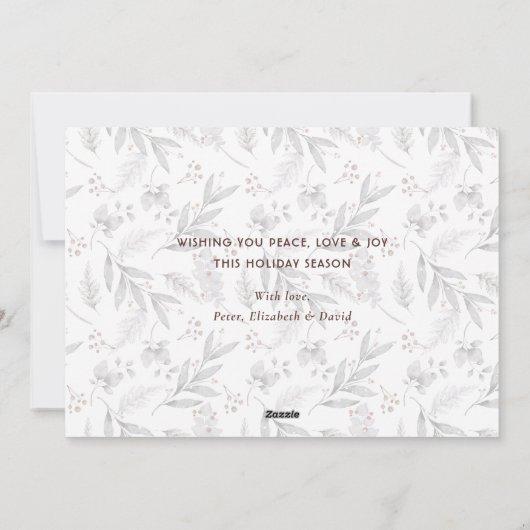 水モダン色の緑の写真クリスマスカード シーズンカード (裏面)