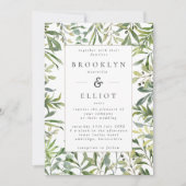 水モダン色の緑の枠結婚の 招待状 (正面)