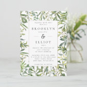 水モダン色の緑の枠結婚の 招待状 (スタンド正面)