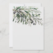 水モダン色の緑の植物性オリーブ 招待状 (裏面)