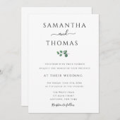 水モダン色の緑の結婚式招待状 招待状 (正面/裏面)