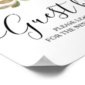 水モダン色の緑の葉と金ゴールドドロップ ポスター (角)