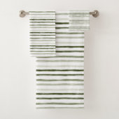 水モダン色の緑ストライプ色 バスタオルセット (インサイチュ)