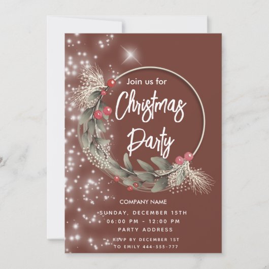 水モダン色の緑リース企業の 招待状 (正面)