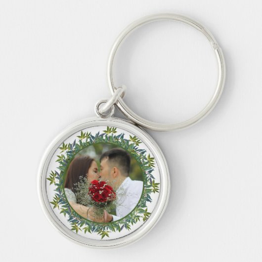 水モダン色の緑結婚の写真 キーホルダー (正面)