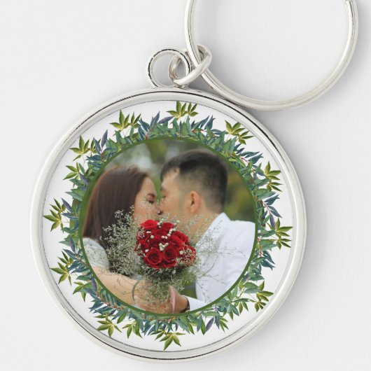 水モダン色の緑結婚の写真 キーホルダー (正面)