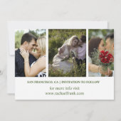 水モダン色の緑結婚の写真 セーブザデート (裏面)