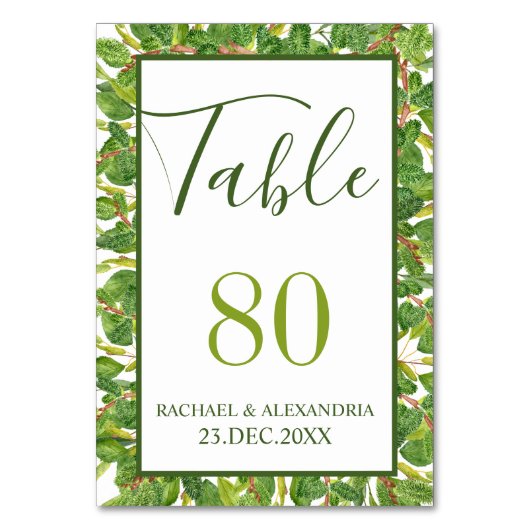 水モダン色の緑結婚色 テーブルナンバー (正面)