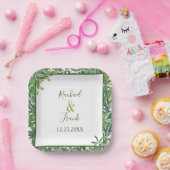 水モダン色の緑結婚色 ペーパープレート (パーティー)