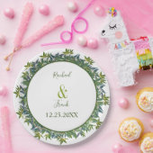 水モダン色の緑結婚色 ペーパープレート (パーティー)