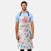 水モダン色の花とクラフトパーソナライズされたGif エプロン (着用した状態)