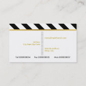 水モダン色の花の黒と白ストライプ色 名刺 (裏面)