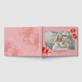 水モダン色の花カスタムの写真結婚 ゲストブック (全面)