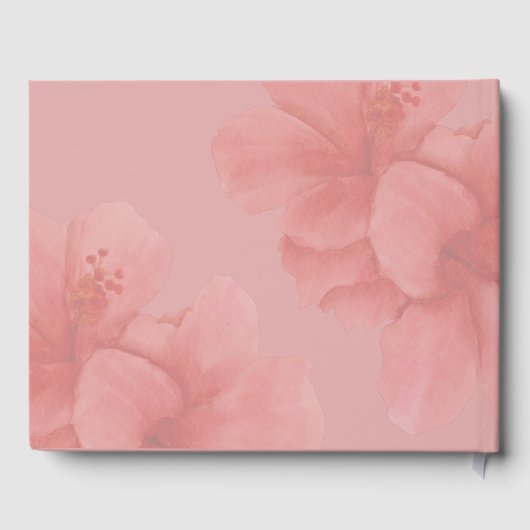 水モダン色の花カスタムの写真結婚 ゲストブック (裏面)