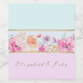 水モダン色の花ストライプの, -パーソナライズされた ワインラベル (シングルラベル)