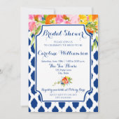 水モダン色の花ブライダルシャワー招待 招待状 (正面)