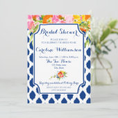 水モダン色の花ブライダルシャワー招待 招待状 (スタンド正面)