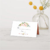 水モダン色の花生サンゴ結婚の プレイスカード (正面)