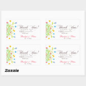 水モダン色の花 長方形シール (シート)