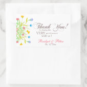 水モダン色の花 長方形シール (バッグ)