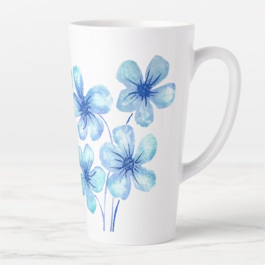 水モダン色の花（青） カフェラテマグ (右)