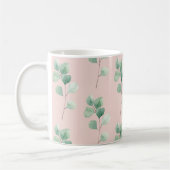 水モダン色の葉パターン名 コーヒーマグカップ (左)