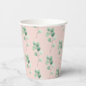 水モダン色の葉パターン名 紙コップ (裏面)