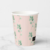 水モダン色の葉パターン名 紙コップ (右)