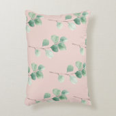 水モダン色の葉パターン アクセントクッション (正面(垂直))