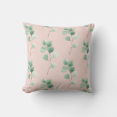 水モダン色の葉パターン クッション (正面)