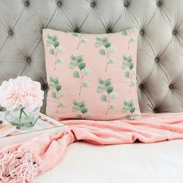 水モダン色の葉パターン クッション