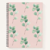 水モダン色の葉パターン ノートブック (正面)