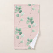 水モダン色の葉パターン バスタオルセット (ハンドタオル)