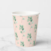 水モダン色の葉パターン 紙コップ (裏面)