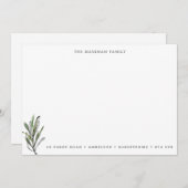 水モダン色の葉家族の住所 ノートカード (正面/裏面)