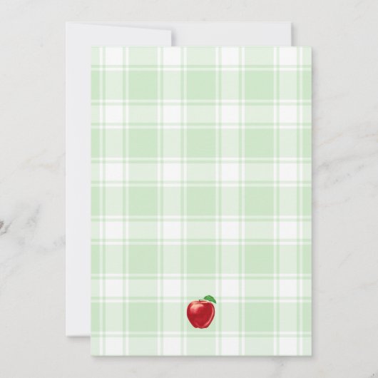 水モダン色の赤りんご目の赤ちゃんシャワー 招待状 (裏面)