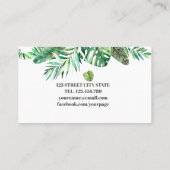 水モダン色の野生の熱帯葉の緑 名刺 (裏面)