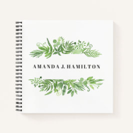 水モダン色の野生の牧草地の緑の葉 ノートブック