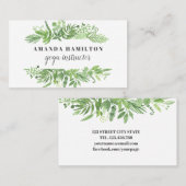 水モダン色の野生の牧草地の緑の葉 名刺 (正面/裏面)