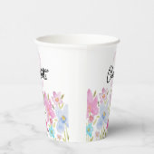 水モダン色の野花モノグラムの 紙コップ (右)