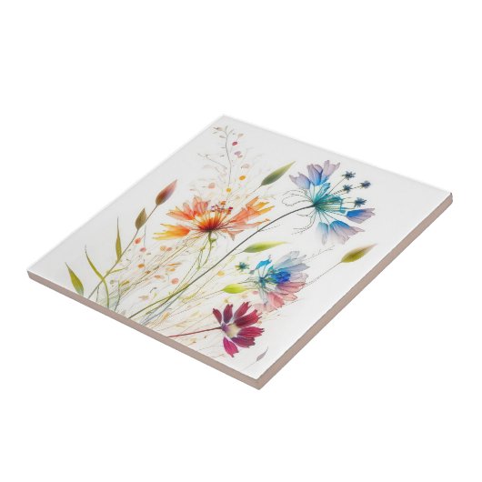 水モダン色の野花 タイル (側面)