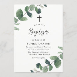水モダン色の離れ男の子や女の子のバプテスマ 招待状