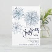 水モダン色の雪片クリスマスパーティー 招待状 (スタンド正面)