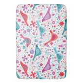 水モダン色の鳥と花カラフル バスマット (正面縦)