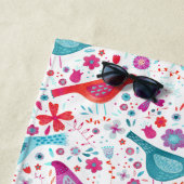 水モダン色の鳥花 ビーチタオル (インサイチュ)